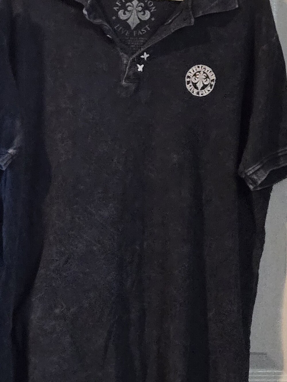 Affliction Washed Black Polo with Chest Emblem